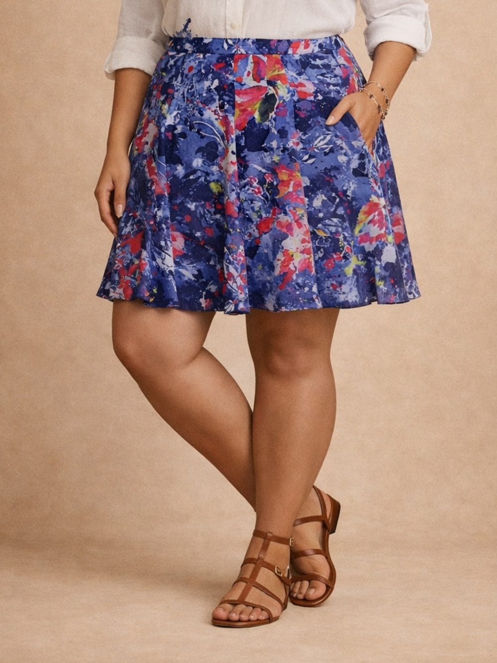 Lauren Ralph Lauren Print Crinkle Georgette Miniskirt Size 14